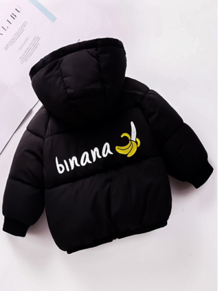 Демисезонная детская черная куртка с капюшоном Банан 